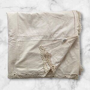 Vintage Ecru Crochet Lace Full/Standard 100% Cotton Bed Skirt